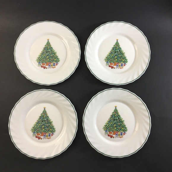 Salem Other - 4 Salem Noel 8” Bread/Dessert Plate with Tree And Toys Made Of Milk Glass